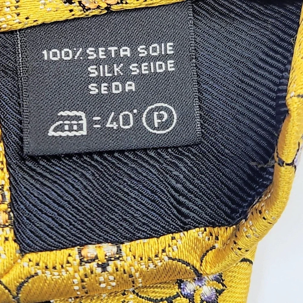 Ermenegildo Zegna Tie Mens One Size Yellow Floral Silk Jacquard Made In Italy